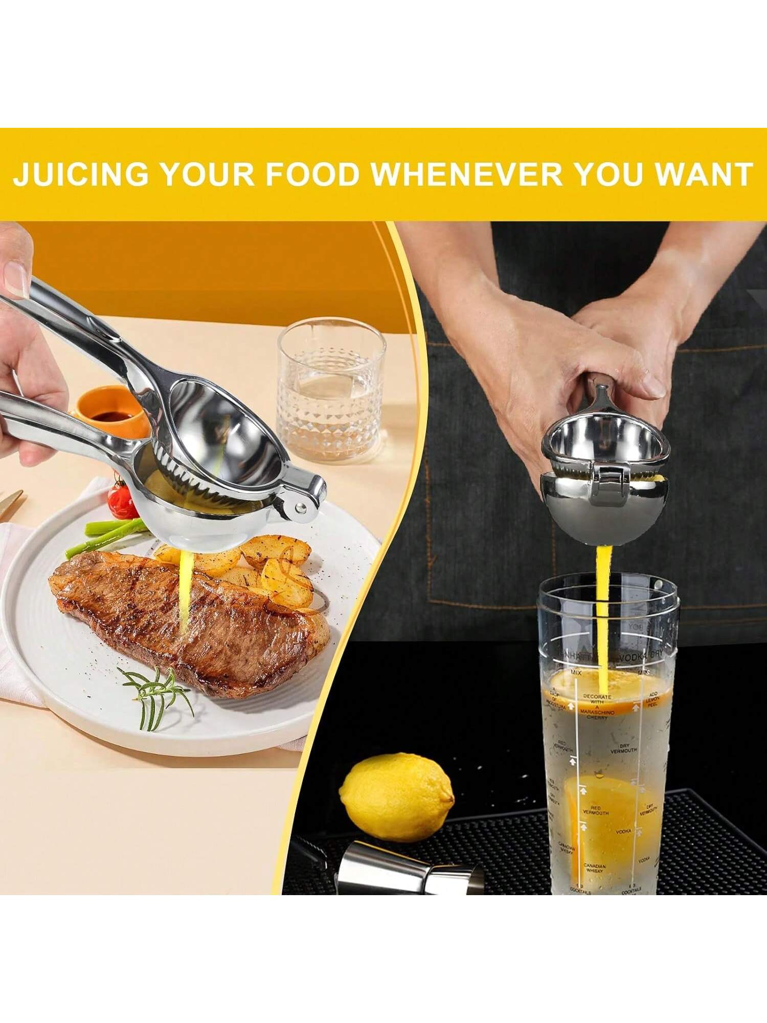 Heavy-Duty Metal Lemon and Lime Squeezer for Manual Juicing and Bar Use