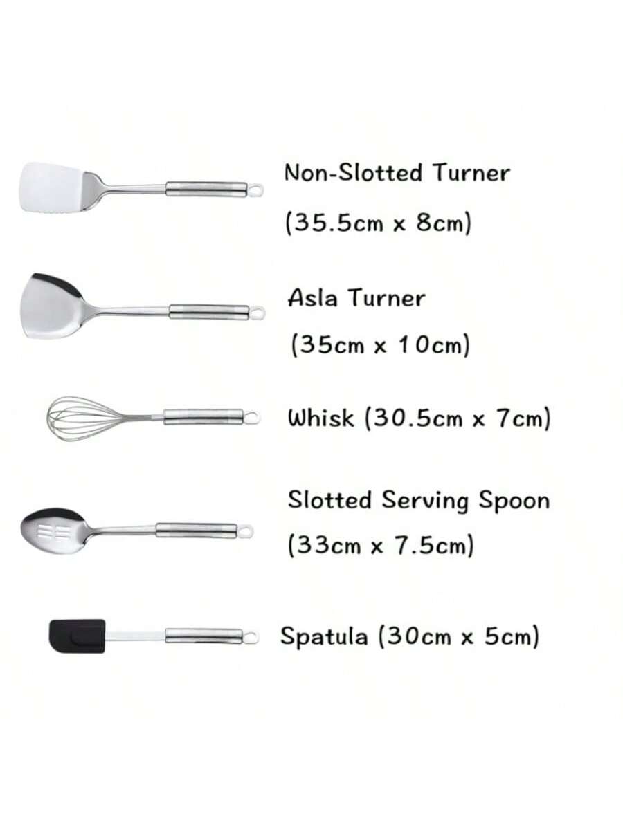 11 Pc Stainless Steel Kitchen Utensil Set with Nonstick Spatula for Cooking