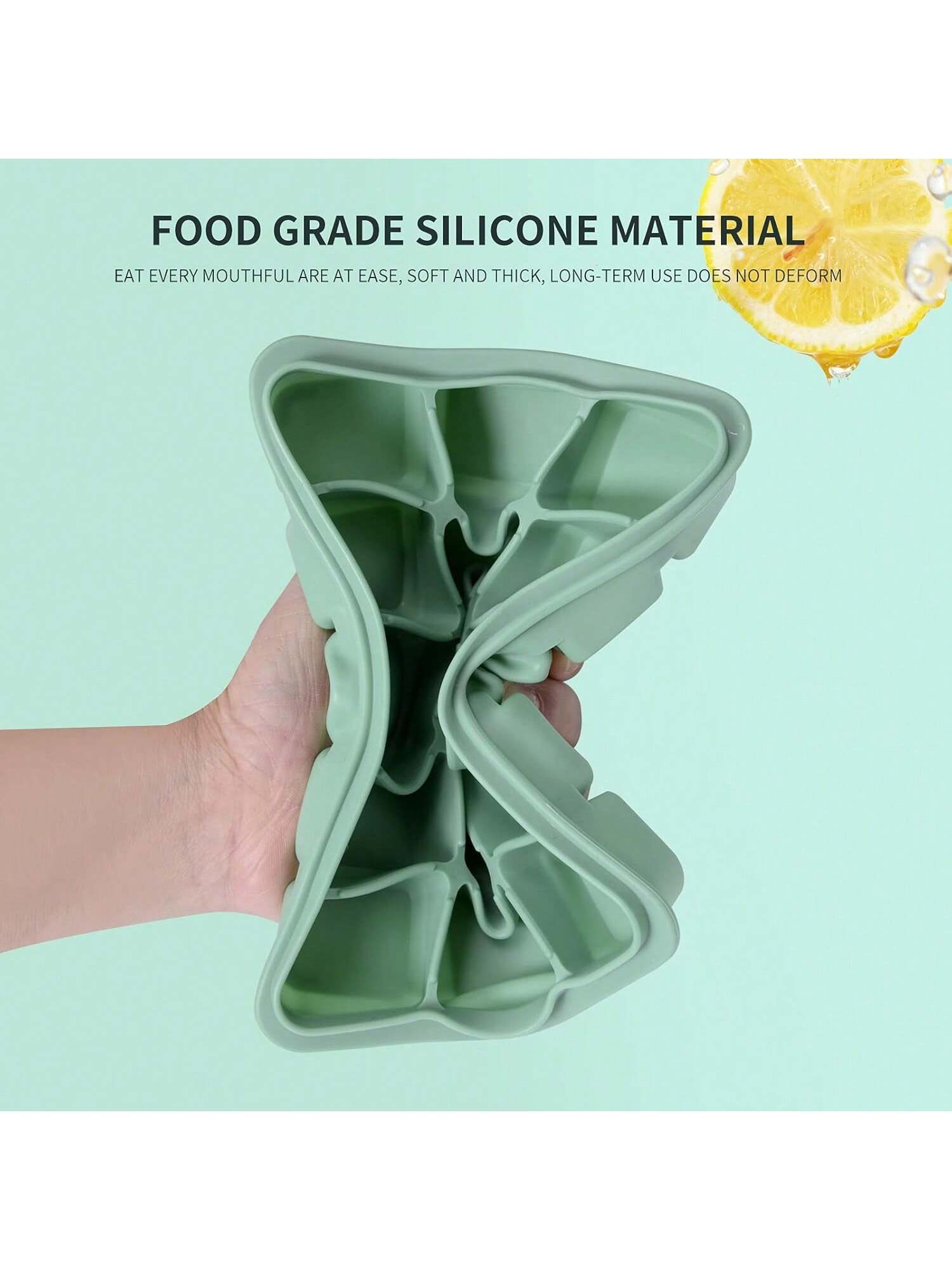 Set of 2 Silicone Ice Cube Trays 15 Cubes Each Stackable with Lid