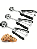 3-Piece Stainless Steel Ice Cream and Cookie Scoop Set Non-Slip Grip