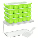 4-Pack Silicone Ice Cube Trays with Lids Stackable Freezer Set
