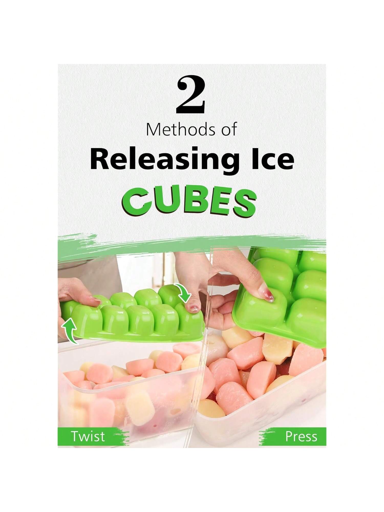 4-Pack Silicone Ice Cube Trays with Lids Stackable Freezer Set