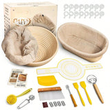Sourdough Starter Kit with 9in Round 10in Oval Banneton Baskets & Tools
