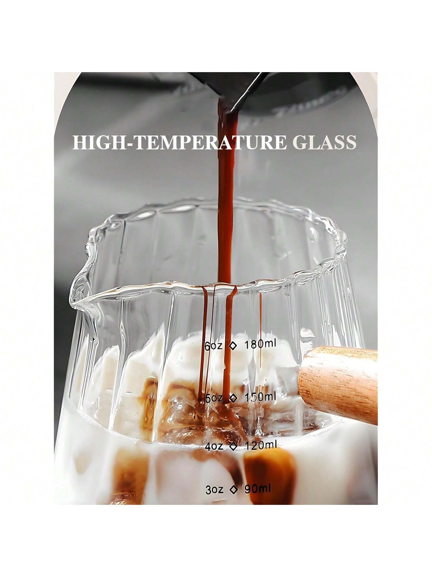 6oz Espresso Set with V-Shaped Shot Glass, Ribbed Frothing Pitcher & Measuring Cup