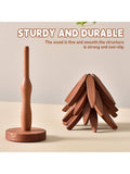 4pc Walnut Wood Tree Trivets with Stand Foldable Kitchen Hot Dish Holder