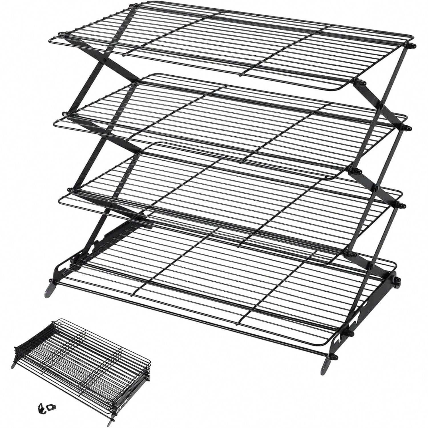 2/3/4-Tier Adjustable Collapsible Cooling Rack for Baking, Roasting & Cookies