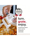 NSF-Certified White Rotary Cheese Grater with Hand Crank and Easy-Clean Drum
