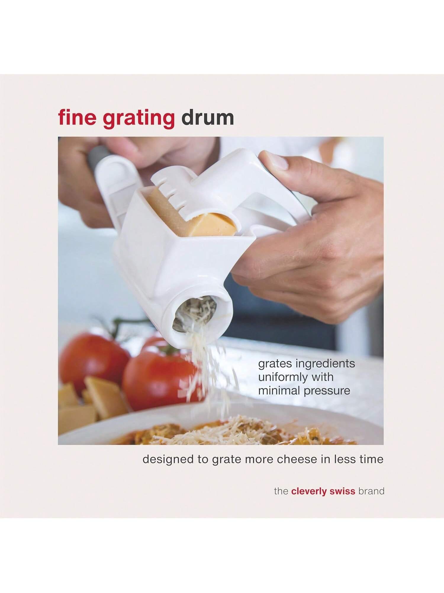 NSF-Certified White Rotary Cheese Grater with Hand Crank and Easy-Clean Drum
