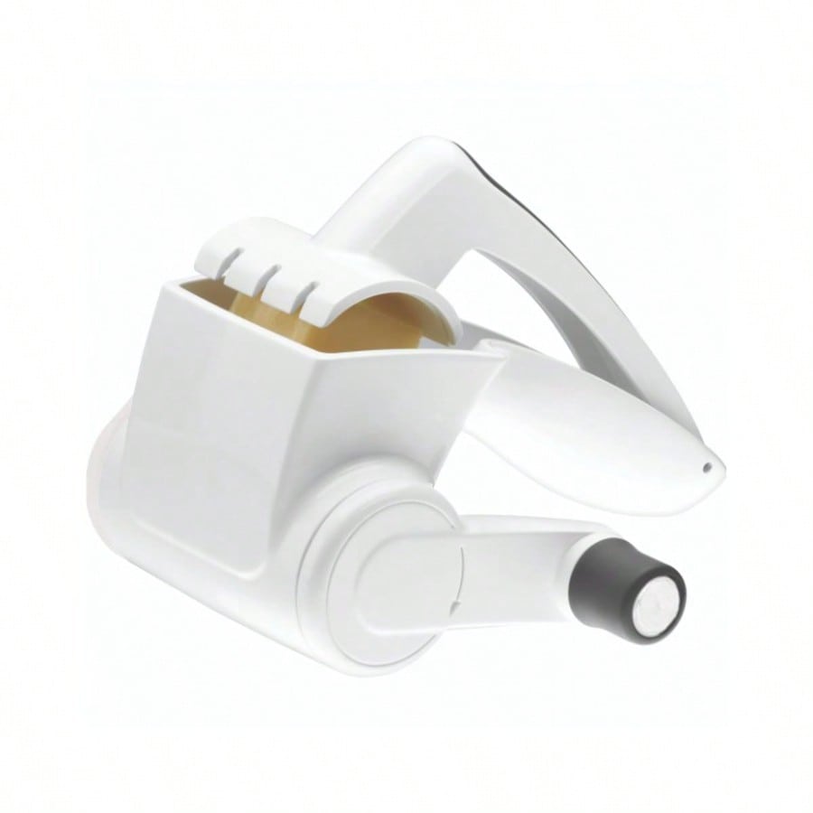 NSF-Certified White Rotary Cheese Grater with Hand Crank and Easy-Clean Drum