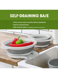 3-Pack White Collapsible Colanders with Over-Sink Draining Base 3-5QT