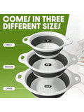 3-Pack White Collapsible Colanders with Over-Sink Draining Base 3-5QT