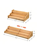 3-Tier Expandable Bamboo Spice Rack Yellow for Kitchen Cabinet Organization