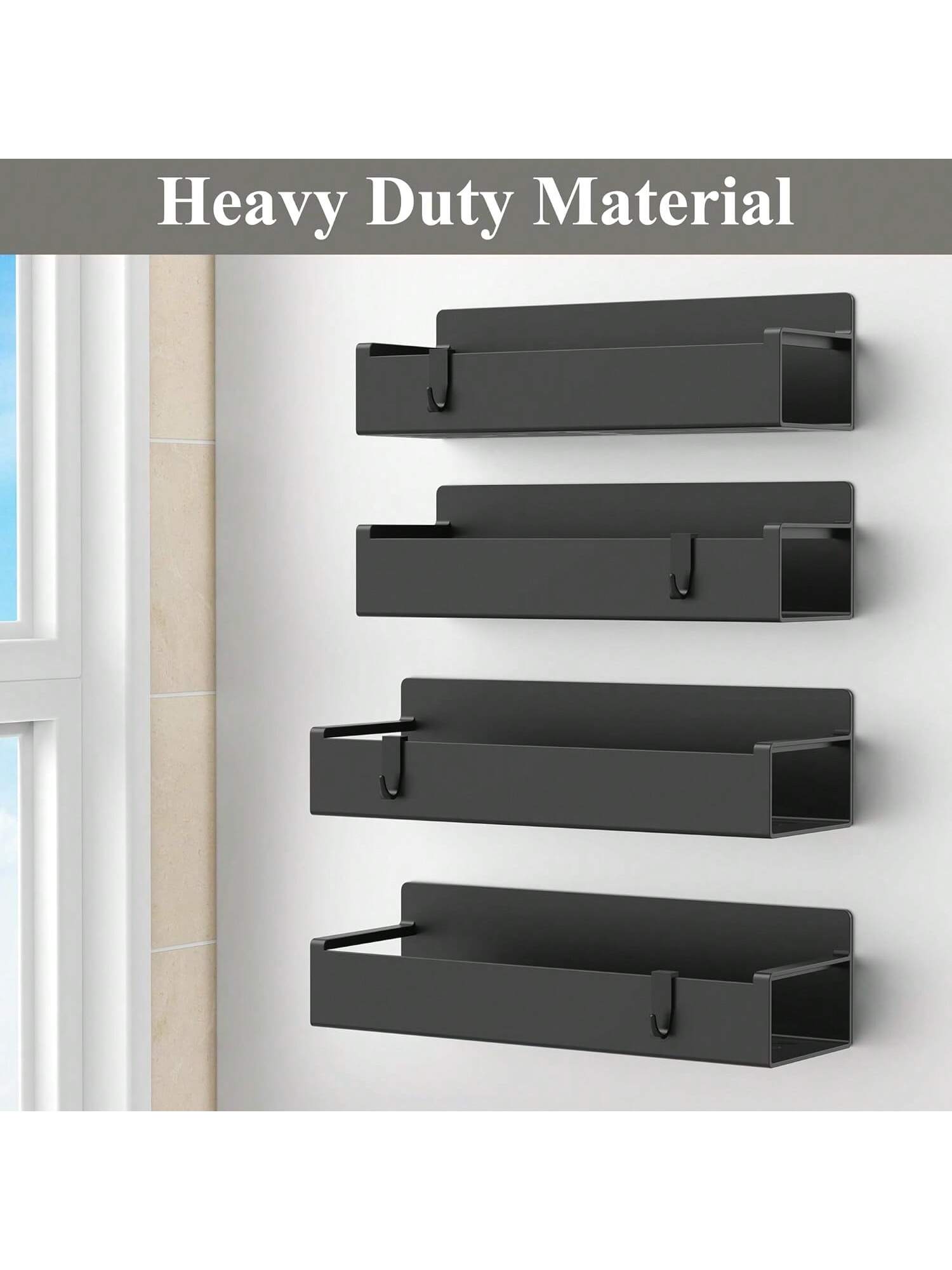 4-Pack Black Magnetic Spice Rack for Fridge or Oven Kitchen Storage