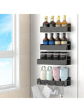 4-Pack Black Magnetic Spice Rack for Fridge or Oven Kitchen Storage