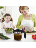 4-Cup Fat Separator with Bottom Release Oil Strainer and 3-in-1 Peeler Red