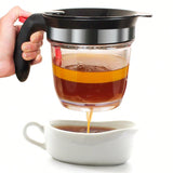 4-Cup Fat Separator with Bottom Release Oil Strainer and 3-in-1 Peeler Red
