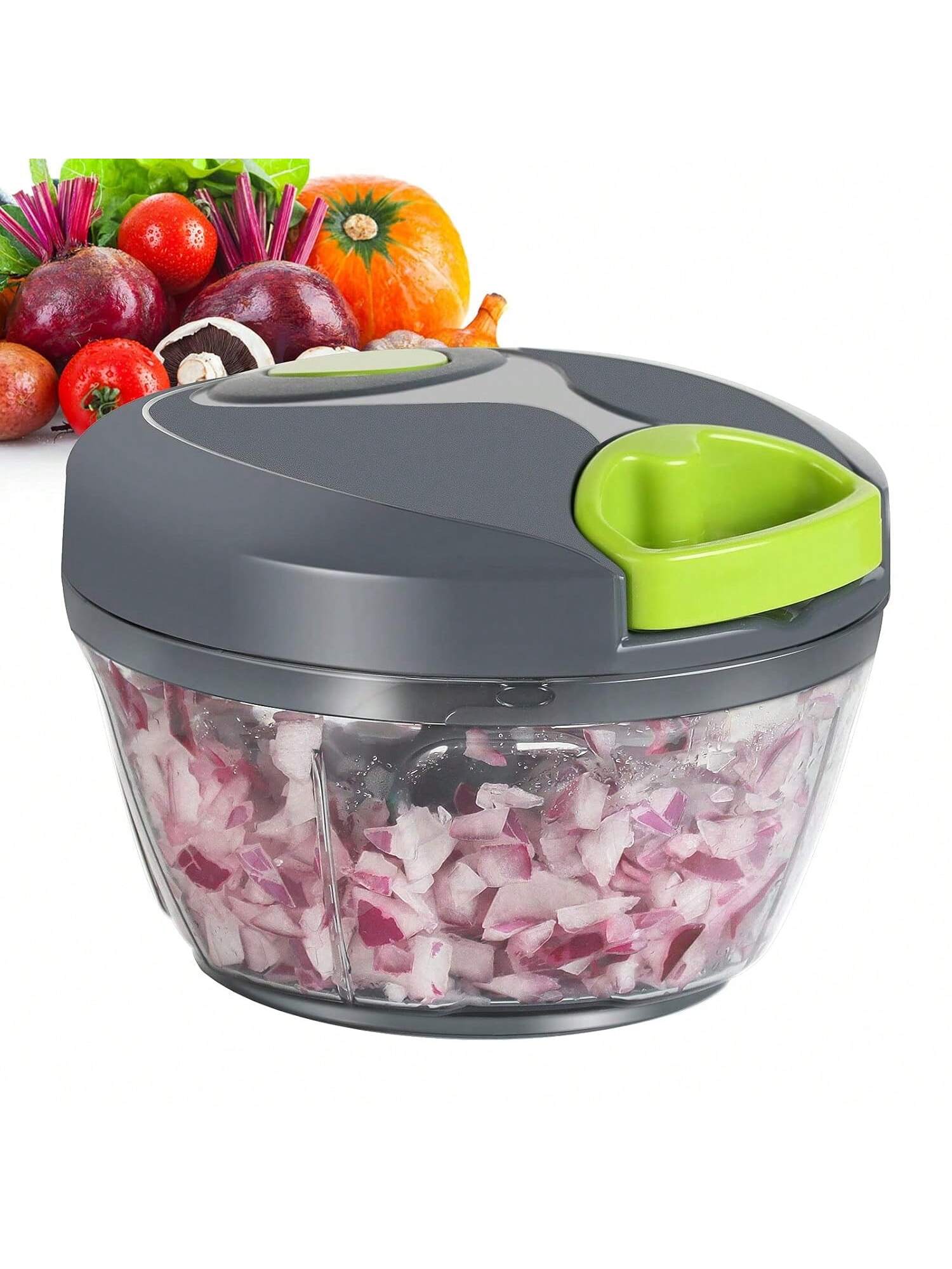 500ml Manual Food Processor Hand-Pull String Portable Grey