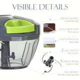 500ml Manual Food Processor Hand-Pull String Portable Grey