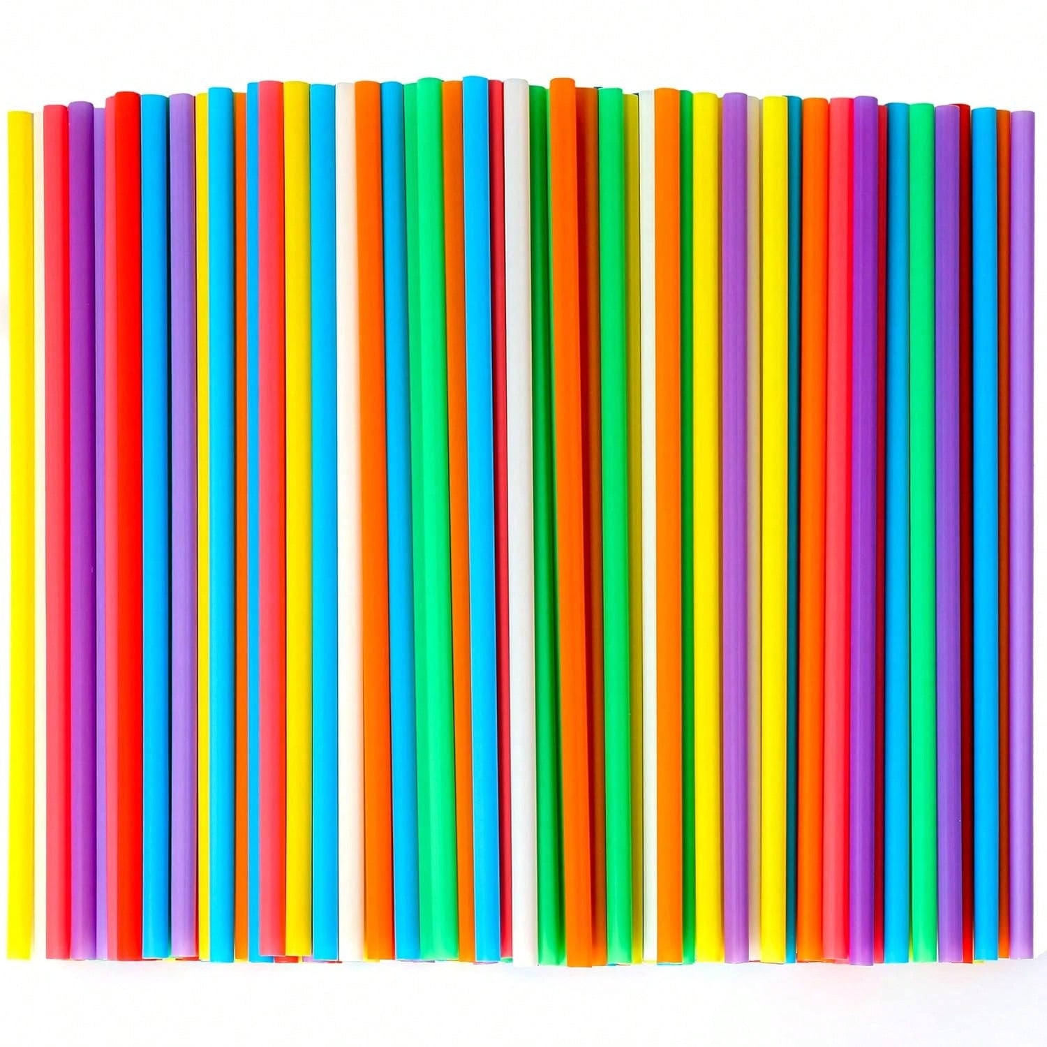 500 Colorful Disposable Plastic Straws 0.23in x 8.26in in 8 Colors