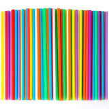 500 Colorful Disposable Plastic Straws 0.23in x 8.26in in 8 Colors