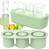 3-Pack Silicone Cylinder Ice Cube Trays with Lids for Whiskey and Cocktails