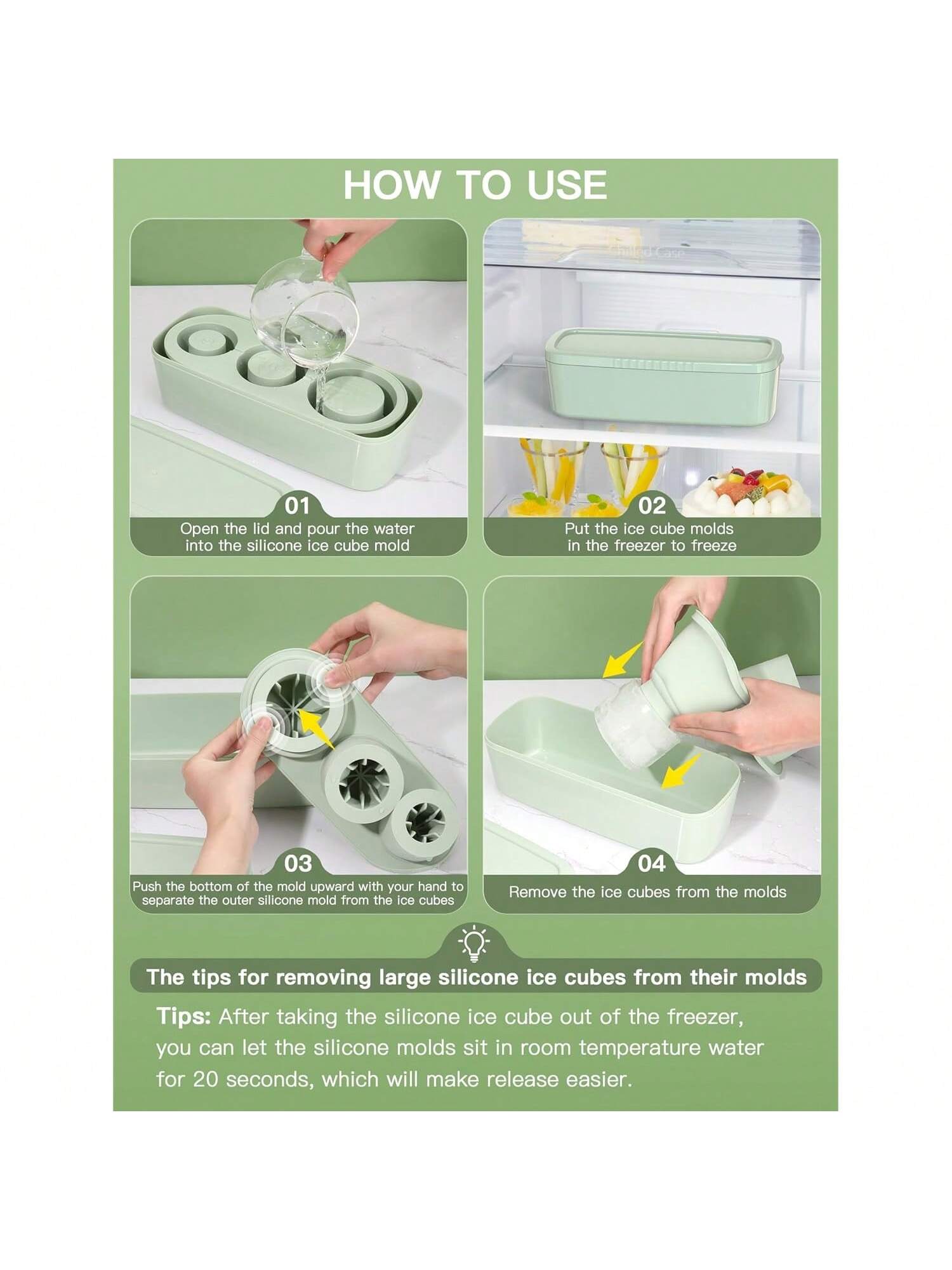 3-Pack Silicone Cylinder Ice Cube Trays with Lids for Whiskey and Cocktails