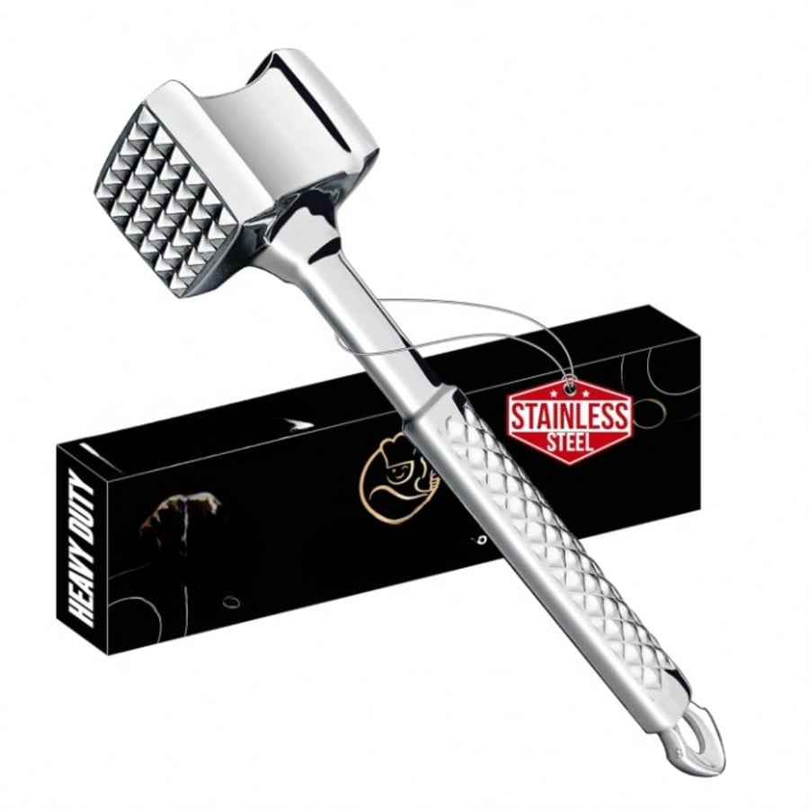 Stainless Steel Meat Tenderizer Mallet Dual-Sided Non-Slip Grip