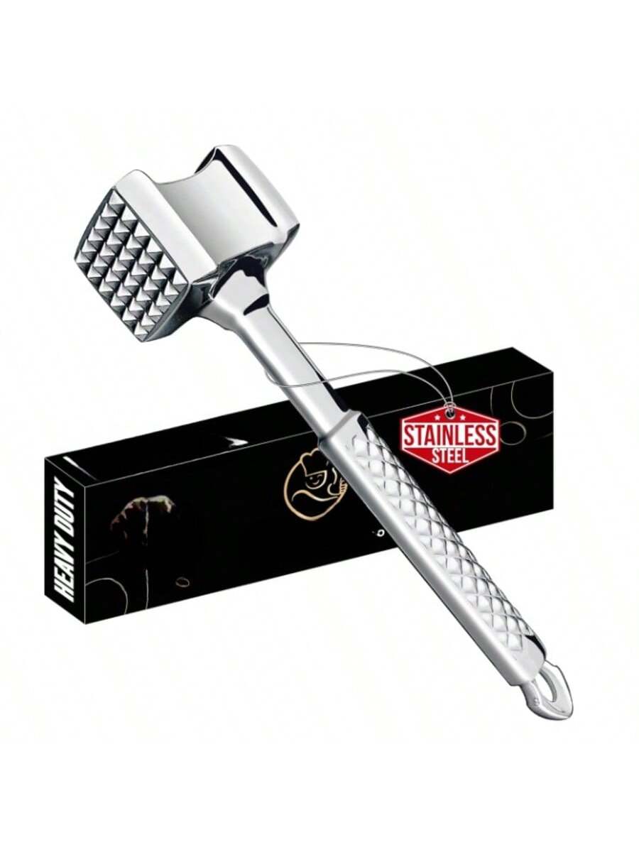 Stainless Steel Meat Tenderizer Mallet Dual-Sided Non-Slip Grip