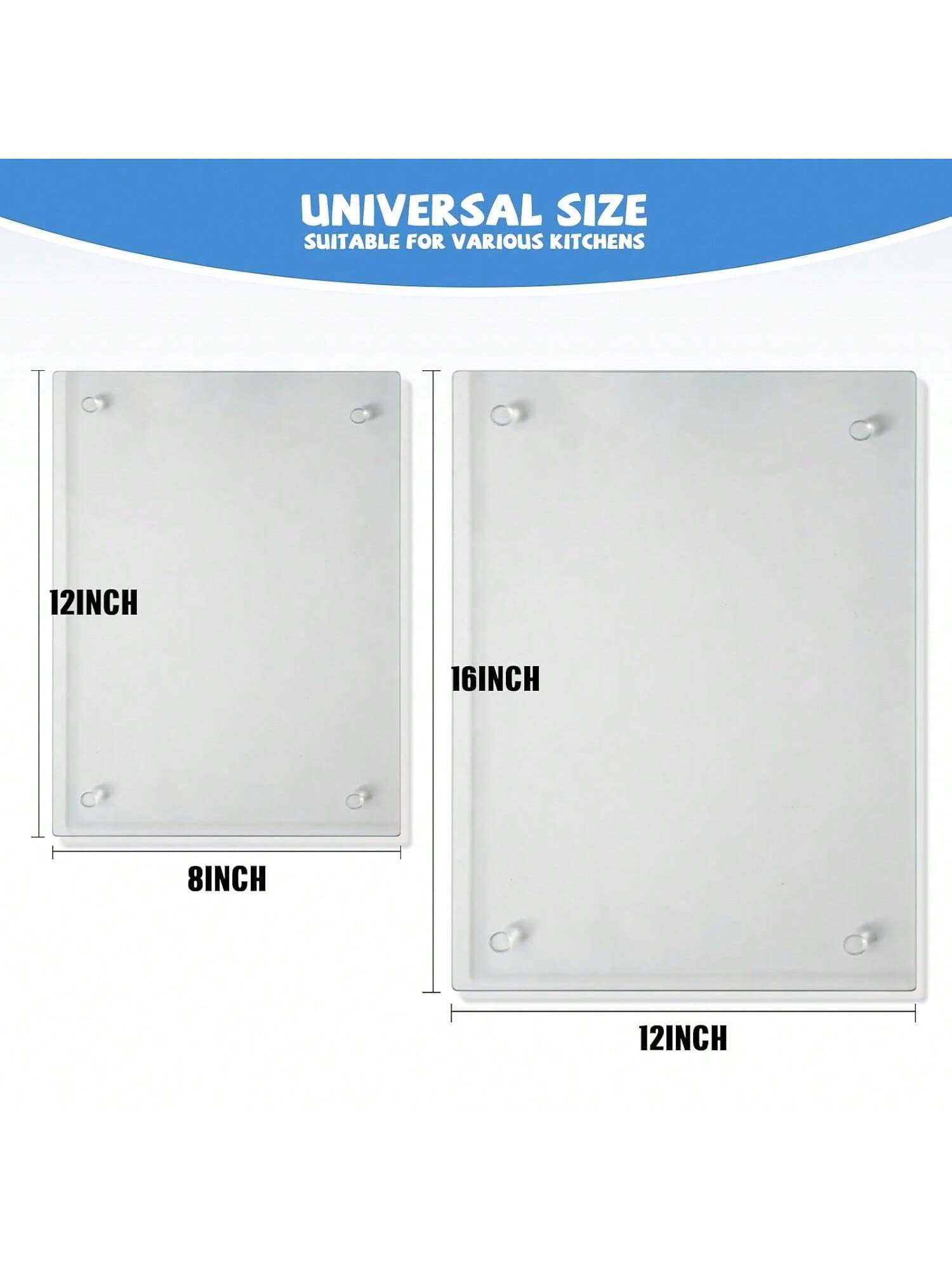 Tempered Glass Cutting Boards Set 12x16 & 12x8 Heat Resistant Non-Slip