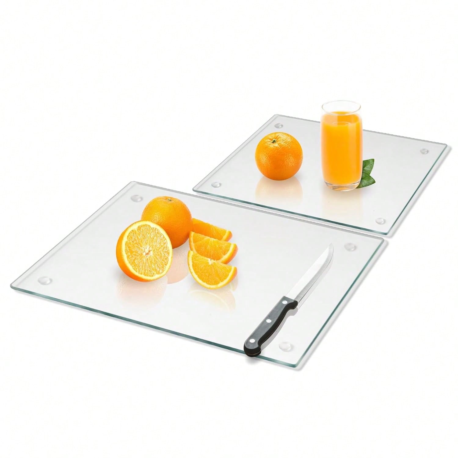 Tempered Glass Cutting Boards Set 12x16 & 12x8 Heat Resistant Non-Slip