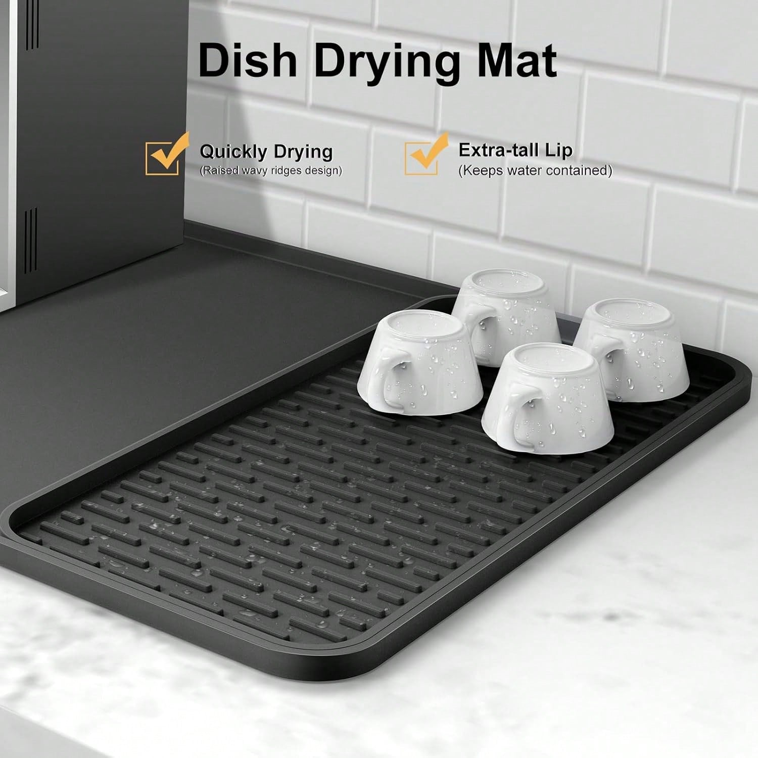 Silicone Coffee Mat 24x16 Inches with Detachable Drying Mat for Counters