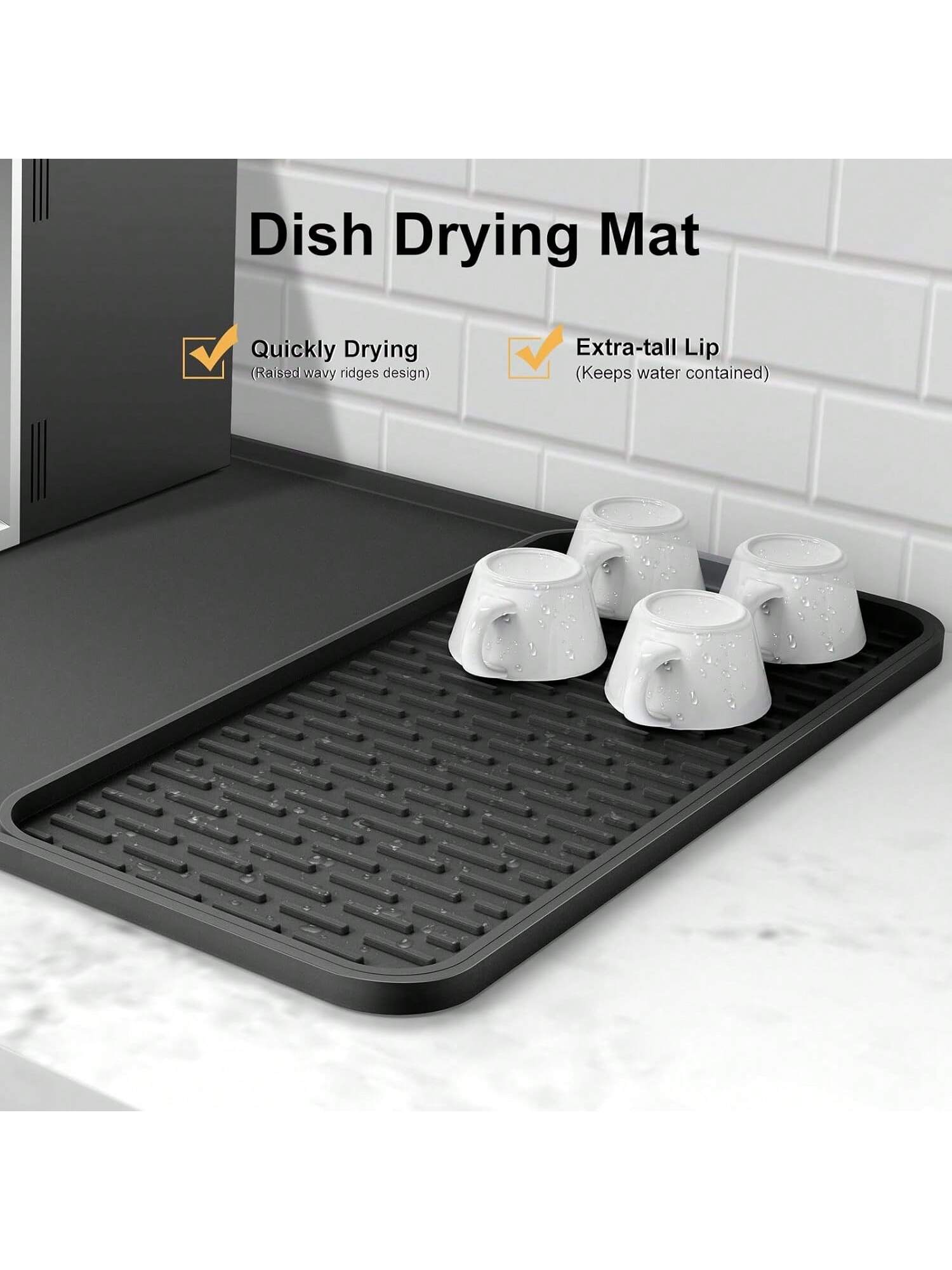 Silicone Coffee Mat 24x16 Inches with Detachable Drying Mat for Counters