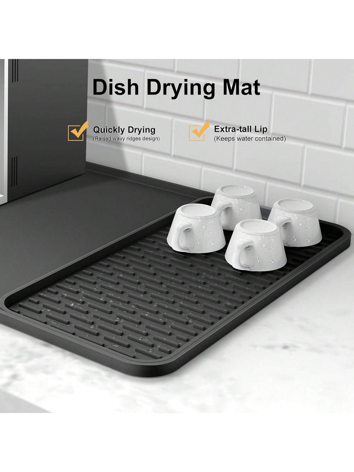 Silicone Coffee Mat 24x16 Inches with Detachable Drying Mat for Counters