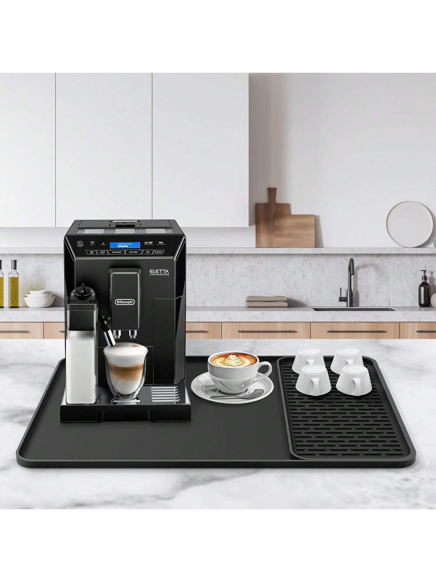 Silicone Coffee Mat 24x16 Inches with Detachable Drying Mat for Counters