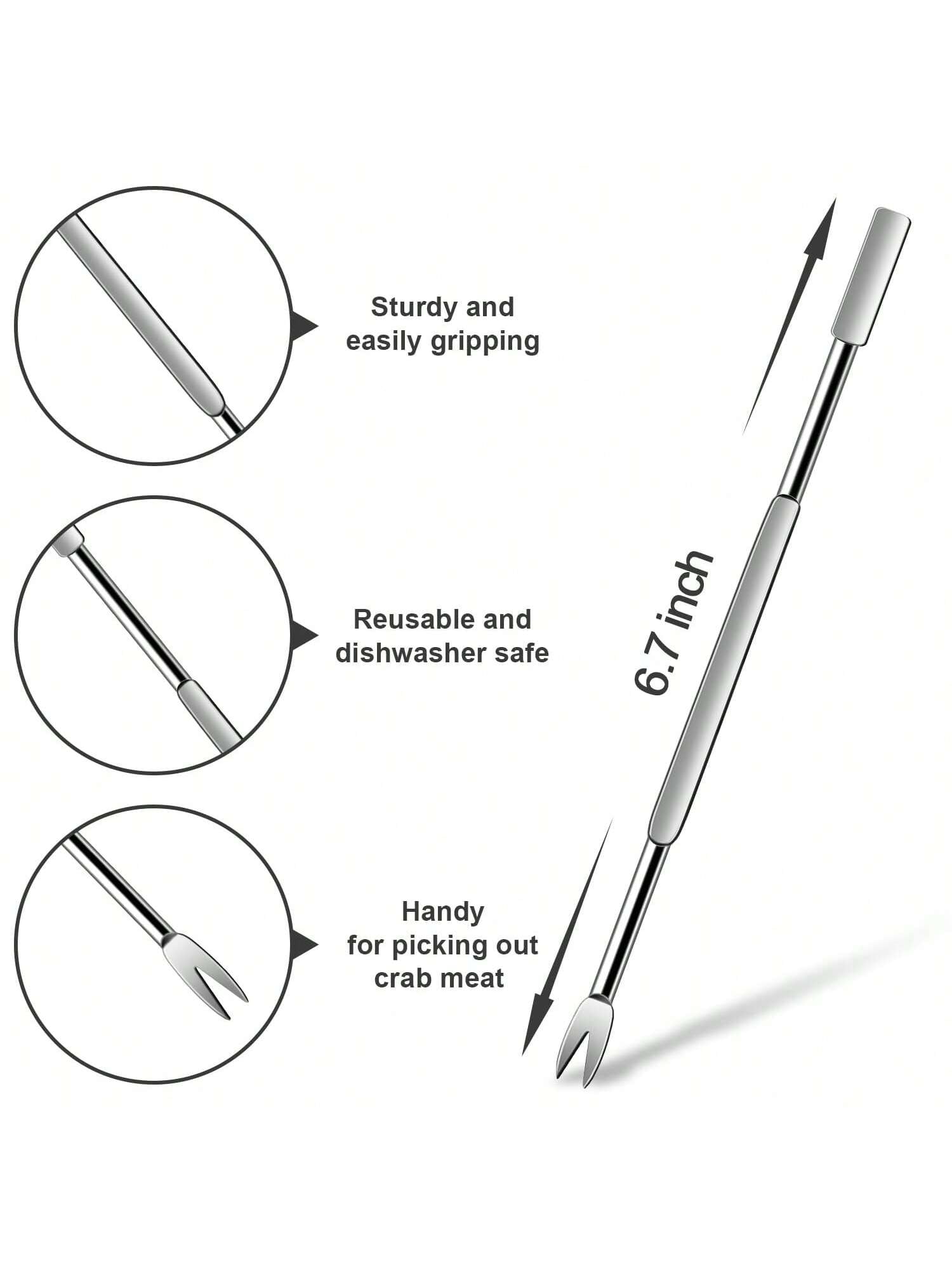 8-Piece Lobster Cracker and Picks Set Stainless Steel Crab Tools for Seafood and Nuts
