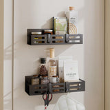 2-Pack Black Magnetic Spice Racks for Fridge & Cabinet Storage