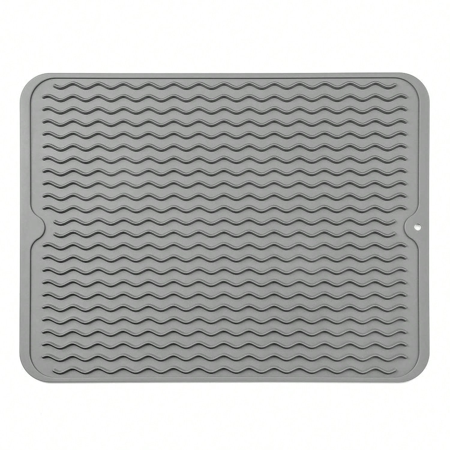 16x12in Grey Silicone Dish Drying Mat Heat-Resistant and Easy to Clean