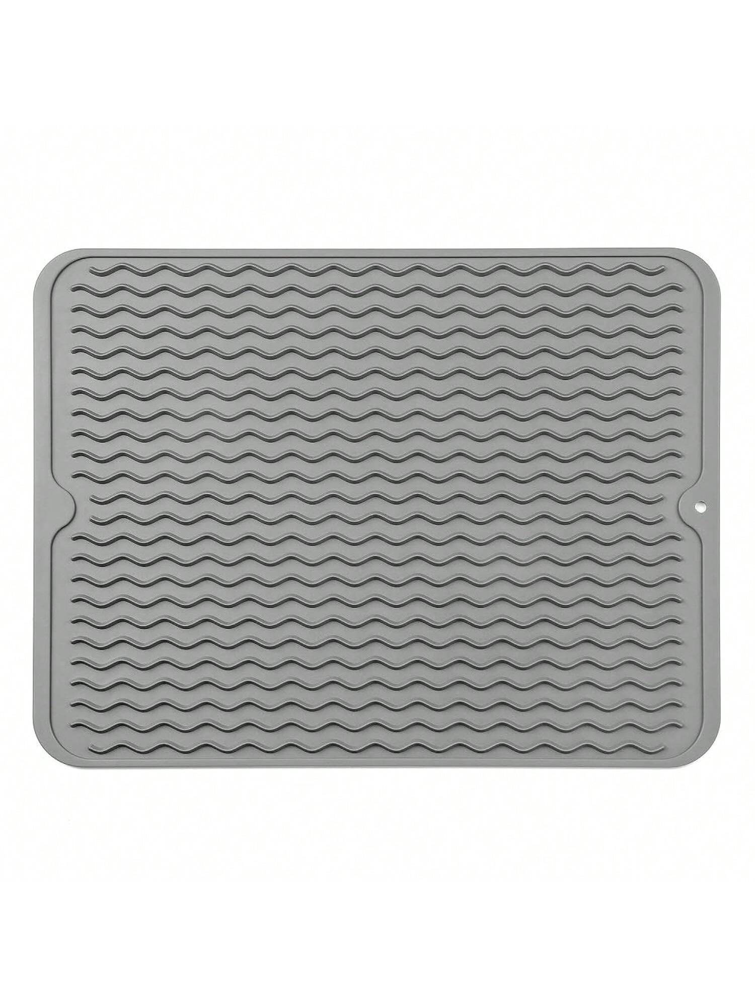 16x12in Grey Silicone Dish Drying Mat Heat-Resistant and Easy to Clean