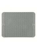 16x12in Grey Silicone Dish Drying Mat Heat-Resistant and Easy to Clean