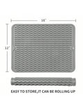 16x12in Grey Silicone Dish Drying Mat Heat-Resistant and Easy to Clean