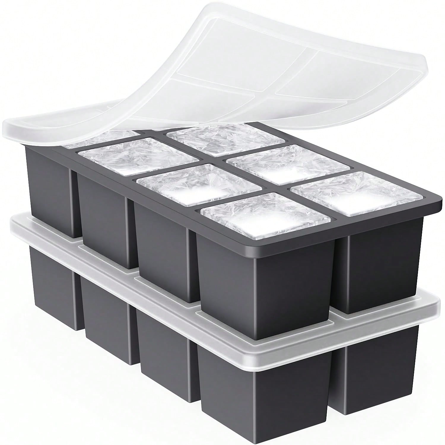 Large 2in Silicone Ice Cube Trays for Whiskey & Cocktails, Perfect Slow-Melt Cubes