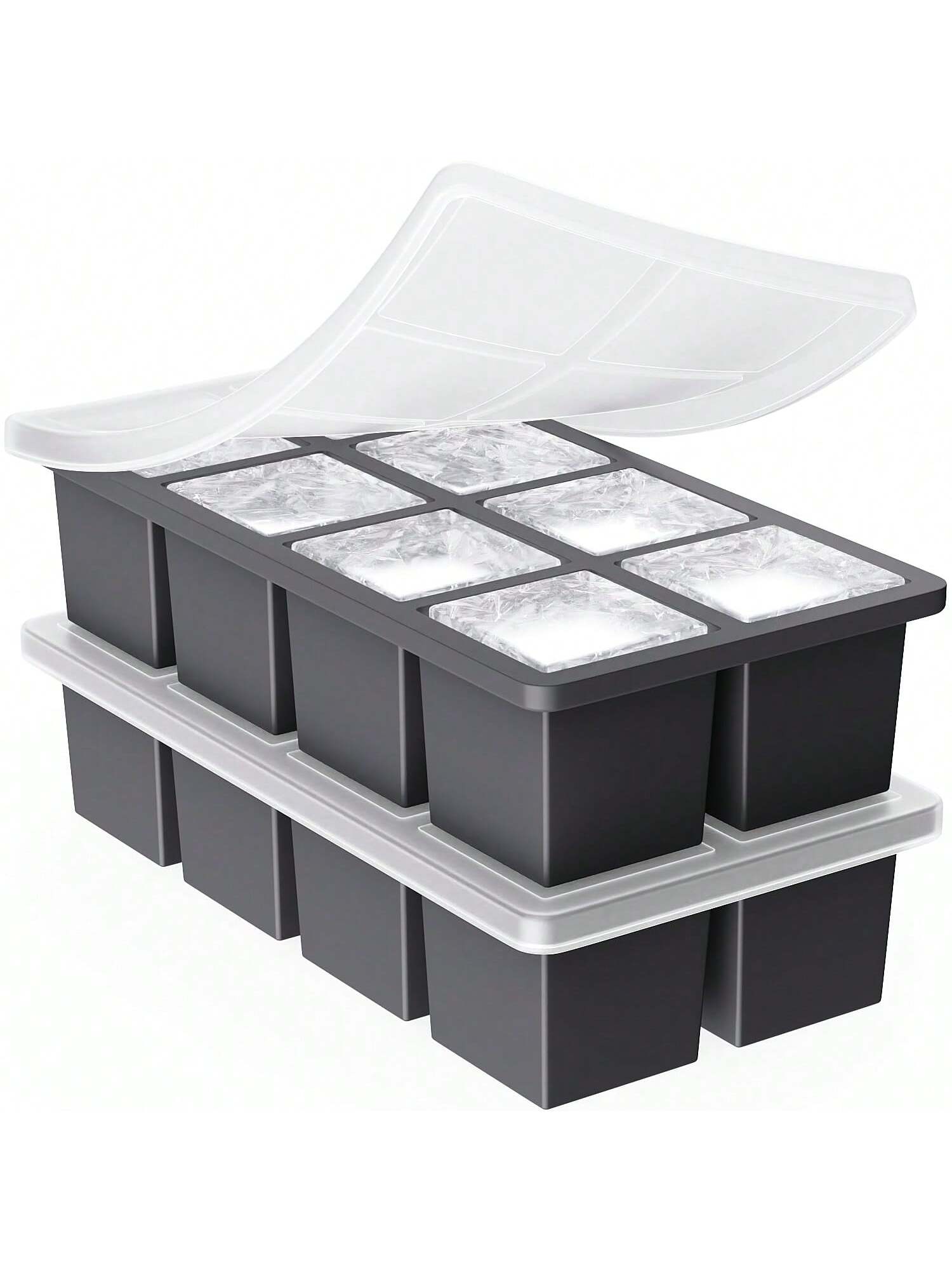 Large 2in Silicone Ice Cube Trays for Whiskey & Cocktails, Perfect Slow-Melt Cubes