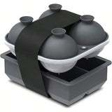 2-Pack Large Gray Silicone Ice Trays 2 Inch Cubes & 2.5 Inch Spheres