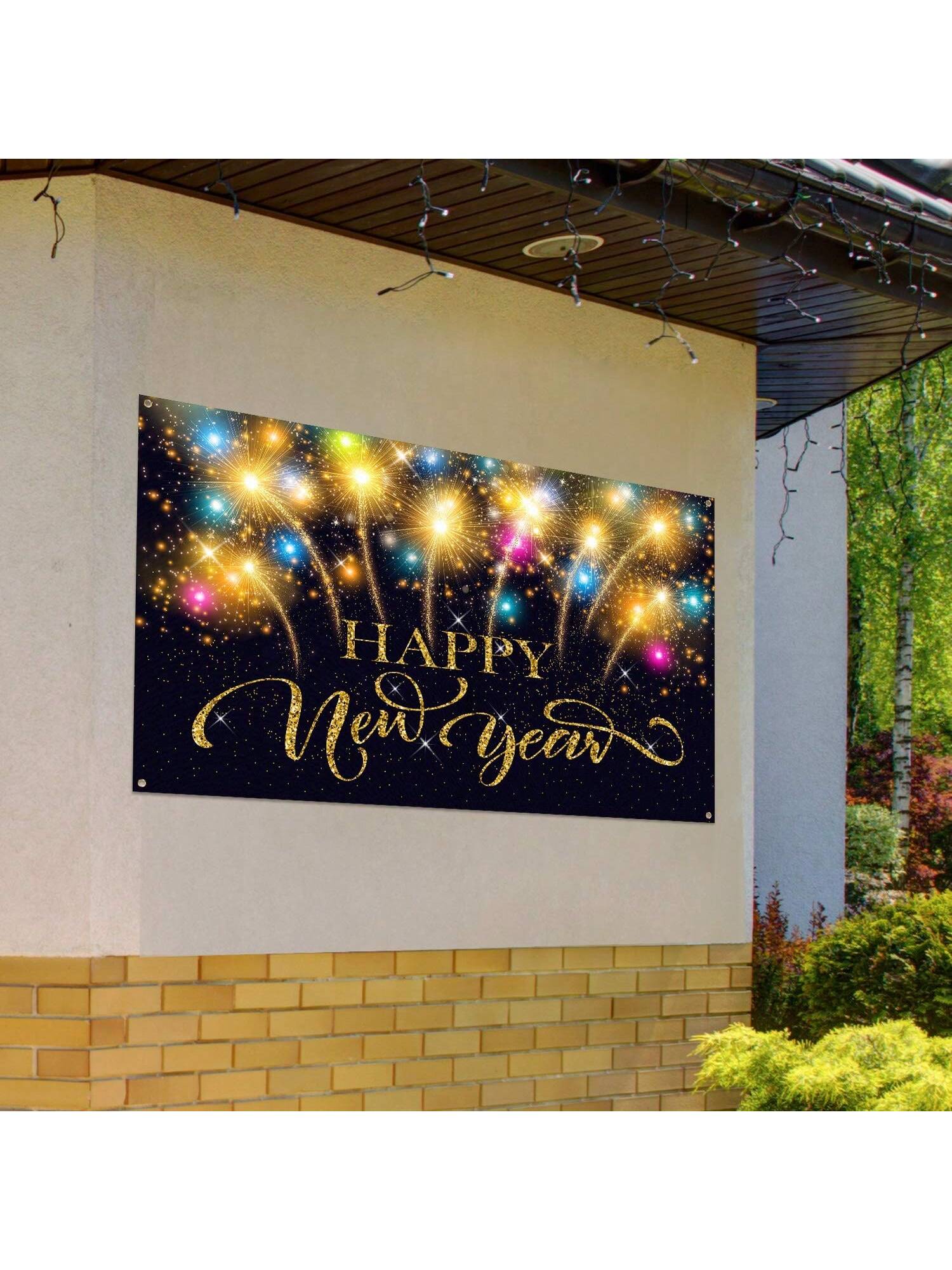 Extra-Large Happy New Year 2026 Fabric Banner for Party and Photo Booth 73x43 Inch