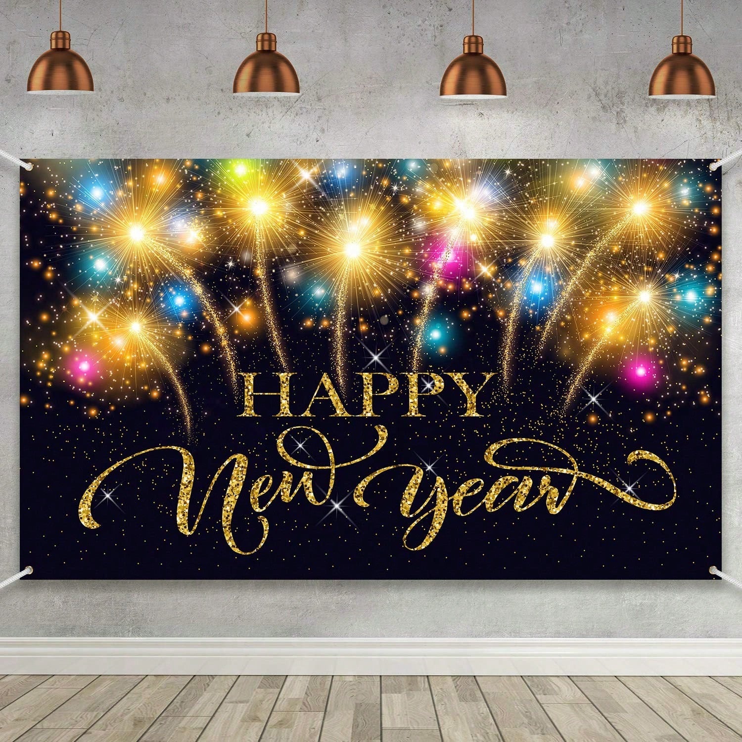Extra-Large Happy New Year 2026 Fabric Banner for Party and Photo Booth 73x43 Inch