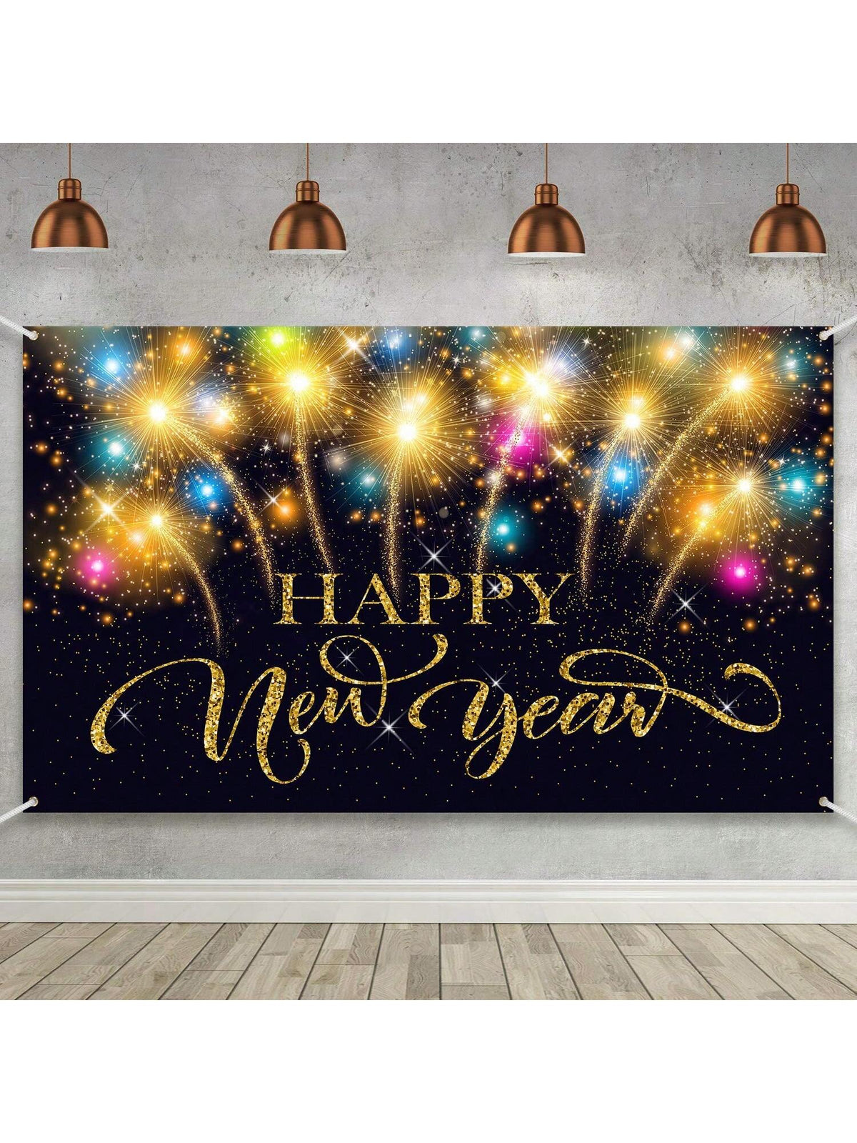 Extra-Large Happy New Year 2026 Fabric Banner for Party and Photo Booth 73x43 Inch