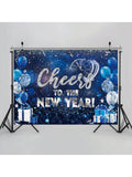 6x4ft Blue Happy New Year 2026 Backdrop with Cheers Banner for Party & Photos
