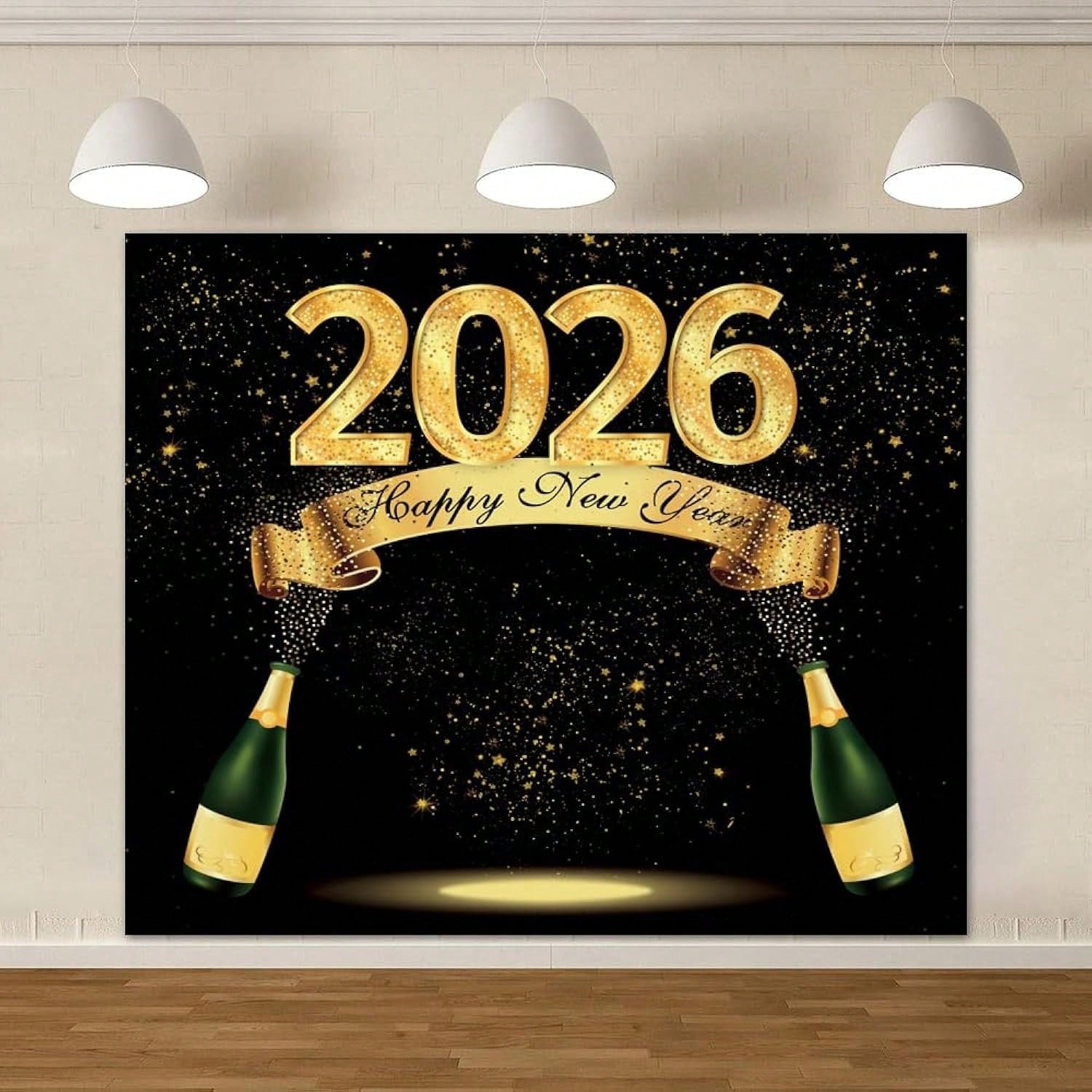 2026 New Year Backdrop 10x8ft Fabric, Perfect For NYE Celebrations With Champagne-Themed Party Décor And Festive Photo Background-
