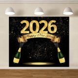 2026 New Year Backdrop 10x8ft Fabric, Perfect For NYE Celebrations With Champagne-Themed Party Décor And Festive Photo Background-