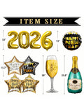 2026 New Year Party Supplies 11-Piece Foil Balloon Set